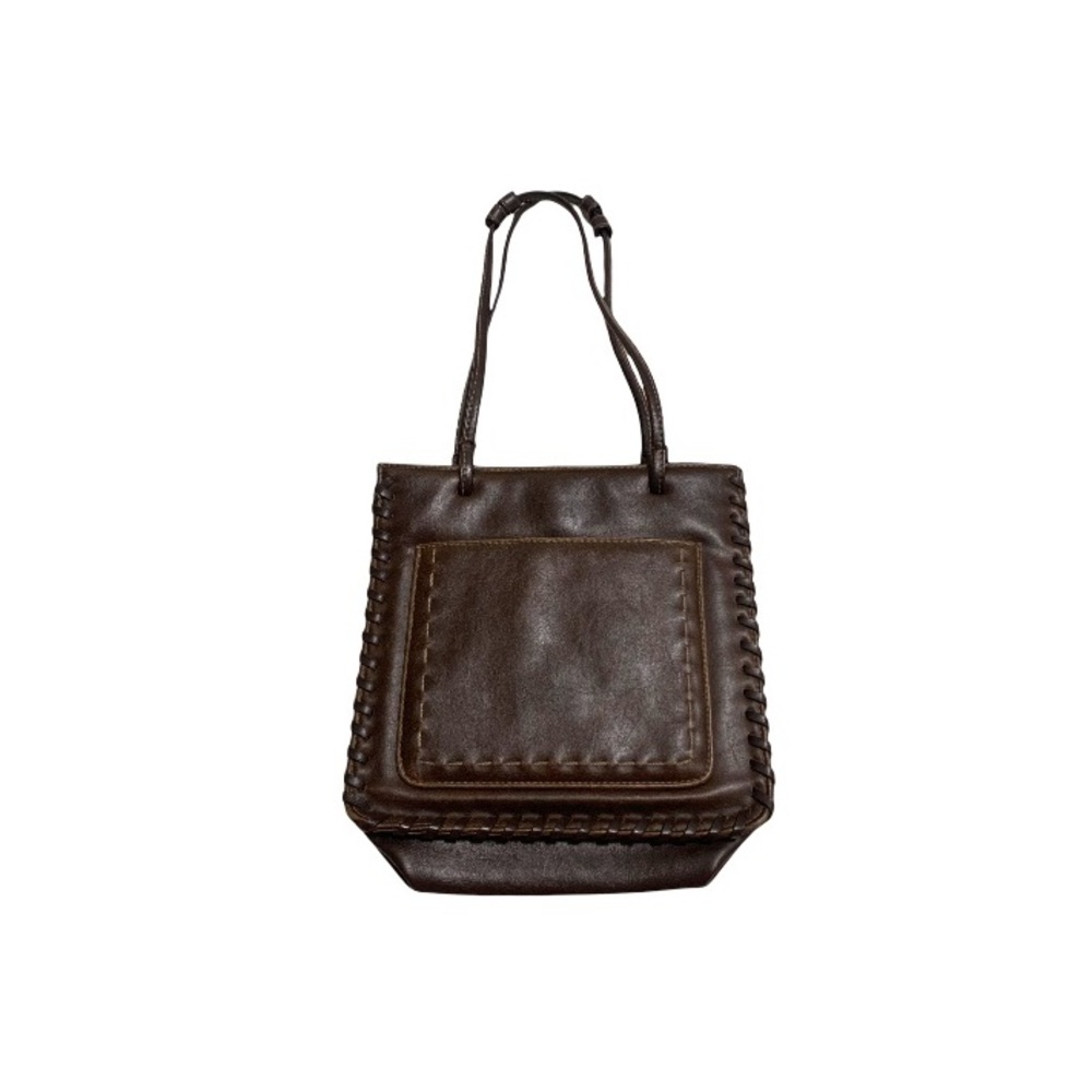 VINTAGE Dark Brown Faux Leather-Like Braided Bag Mini Purse